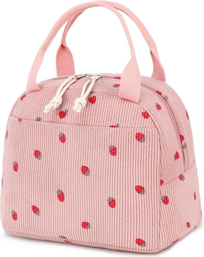 Bluboon Lunch Bag for Women Men Cute Corduroy Lunch Tote Bags Reusable by BLUBOON
