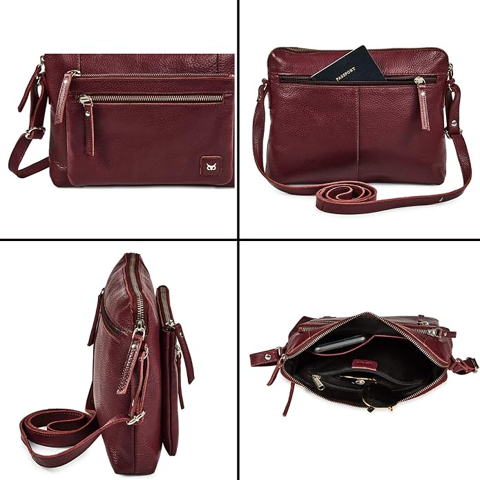 Wise Owl Accessories Small Soft Pebbled Real Leather Crossbody Handbags Purses - Image 5