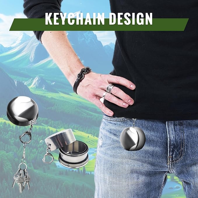 2 Pcs Stainless Steel Collapsible Cup, Foldable Cup - Image 5