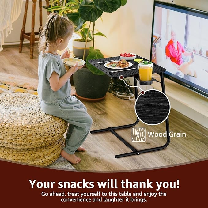 Adjustable TV Tray Black Dinner - Image 3