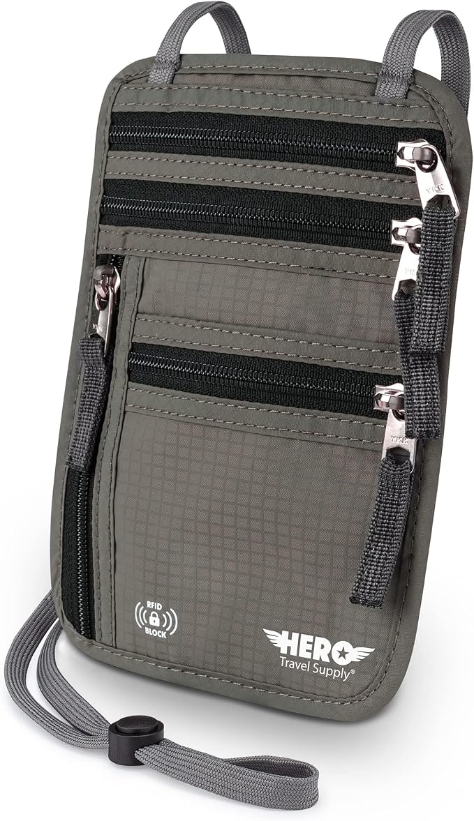 HERO Neck Wallet, RFID Blocking Passport Holder by HeroTravelSupply