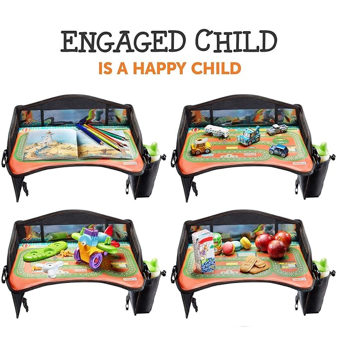Coolmum Kids Travel Tray, Toddler Car Seat Tray, Double Sided Activity Organizer - Image 5