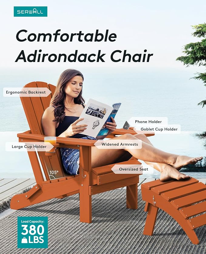 SERWALL Adirondack Chair with Cup Holders - Image 7