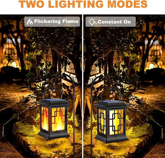 Solar Lanterns Outdoor Waterproof Hanging Lanterns Garden Solar Powered Flame - Image 3