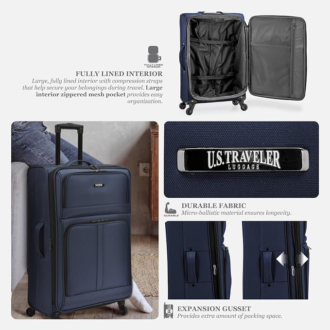 U.S. TRAVELER Anzio Softside Expandable Spinner Luggage, 3-Piece Set - Image 4
