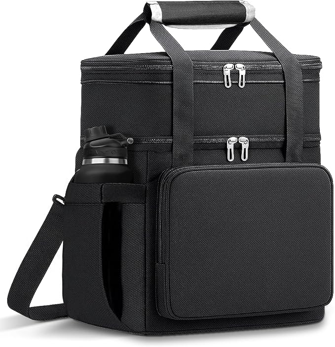 Lunch Box for Men Women, Large Expandable Insulated Lunch Bag, Double Deck by LRCXL