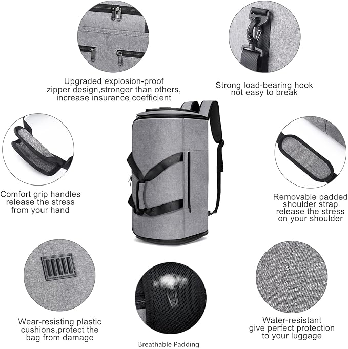 Bukere Carry on Garment Bag for Travel, Convertible Travel Duffel Suit Bag - Image 5