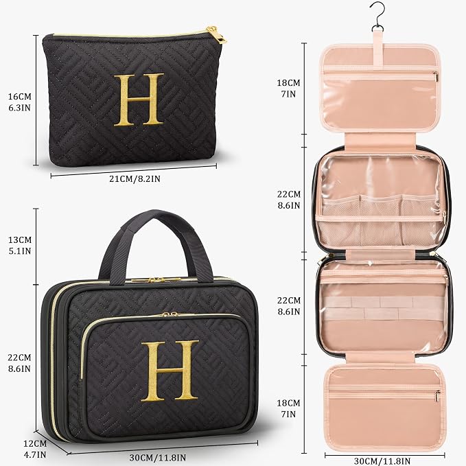 Personalized Gifts for Women, Initial Toiletry Bag Hanging Travel Organizer & - Image 2