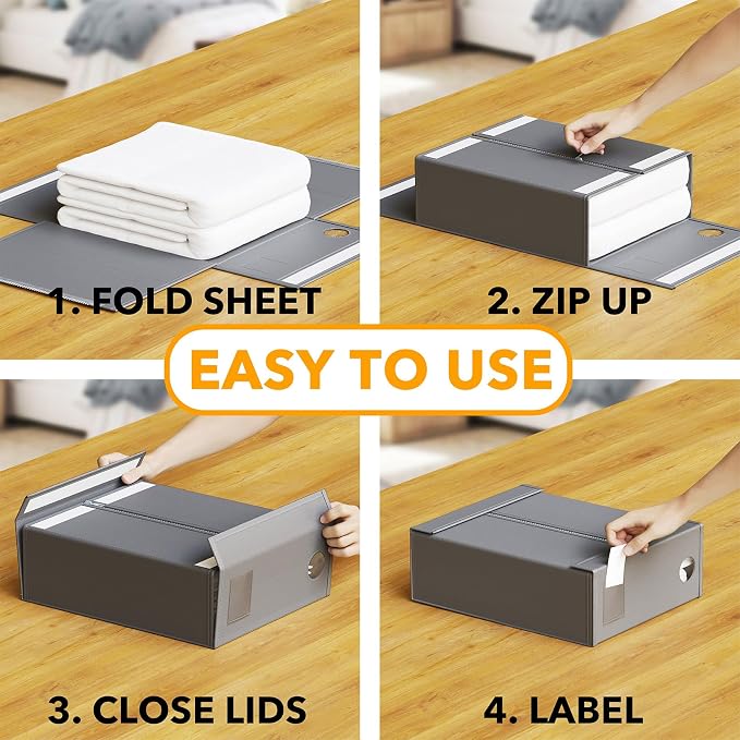 SpaceAid 3 Pack Bed Sheet Organizers and Storage, Foldable Sheet Organizer - Image 3