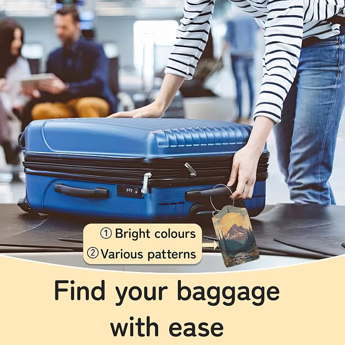 Vintage Mountain Luggage Tag for Suitcase, Forest Lake Design - Image 6
