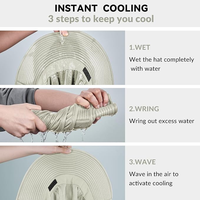 Sukeen Cooling Sun Hat for Men Women UPF50+ Wide Brim Fishing Hat - Image 3