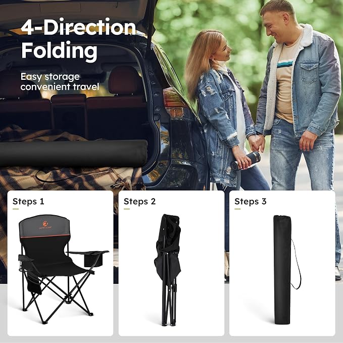 ALPHA CAMP Camping Chair 2 Pack Portable Chair - Image 9