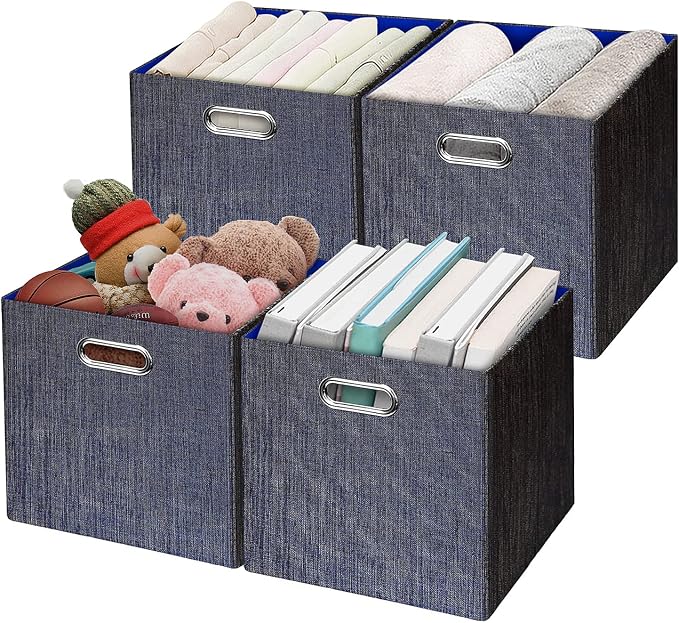 Storage Cube Basket Bins, 13×13 Foldable Storage Containers by Posprica