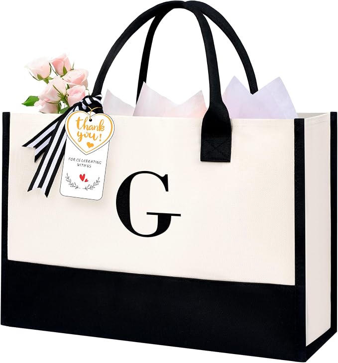 BAGAIL Initial Tote Bag, Personalized Birthday Gifts by BAGAIL