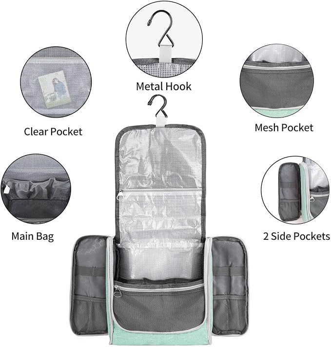 Della Gao Travel Toiletry Bag for Men and Women, Bathroom Bag, Water-Resistant - Image 3