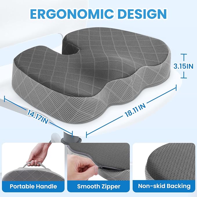 TushGuard Office/Car Seat Cushion, Non-Slip Sciatica & Back Coccyx Tailbone - Image 2