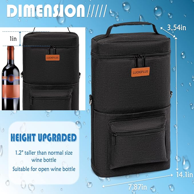 Insulated Wine Carrier Bag for 2 Bottles - Image 3