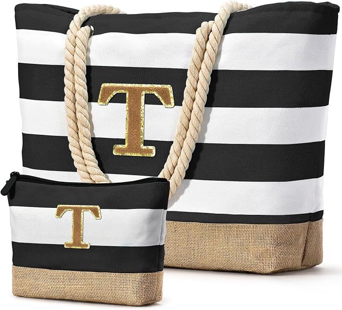 Becokan Beach Bag Initial Beach Tote by BecokanBeachBagSpecialist