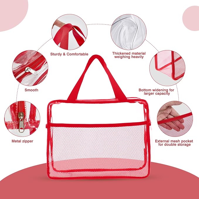 XEWEA Clear Travel Toiletry Bags, 3 Pack TSA Approved Transparent Makeup Bag - Image 3