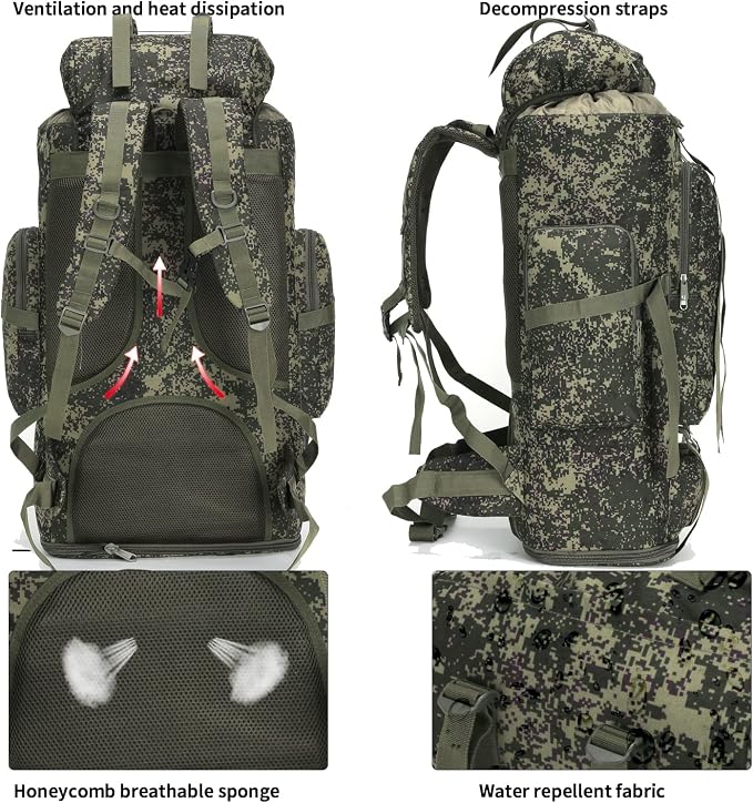 Hiking Backpack for Men 70L/100L Camping Backpack Military Rucksack Molle 3 - Image 3