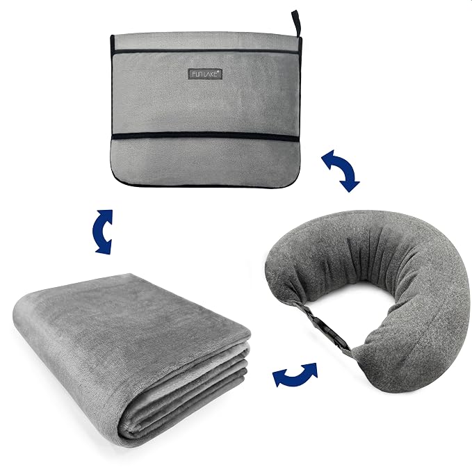 3-in-1 Travel Pillow Blanket Set by FunLake