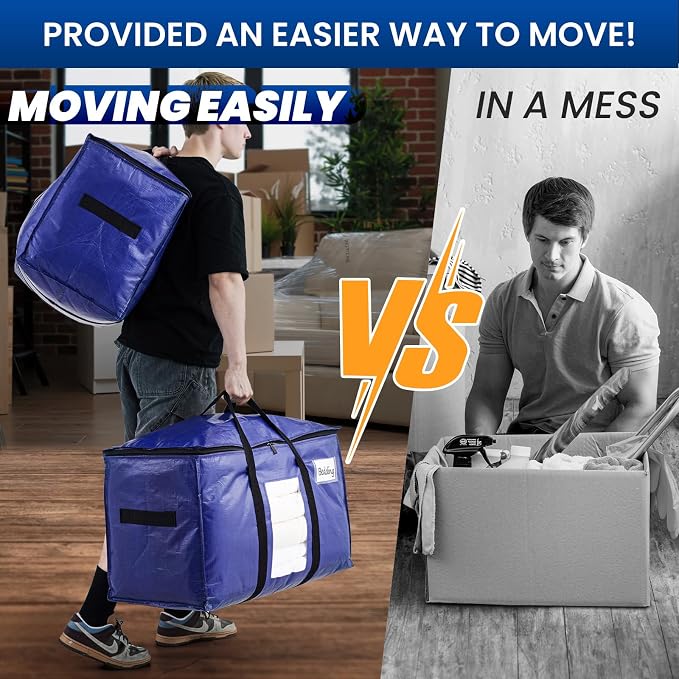TAILI 2 Pack Dark Blue Extra Large Moving Bags, Heavy Duty Totes - Image 5