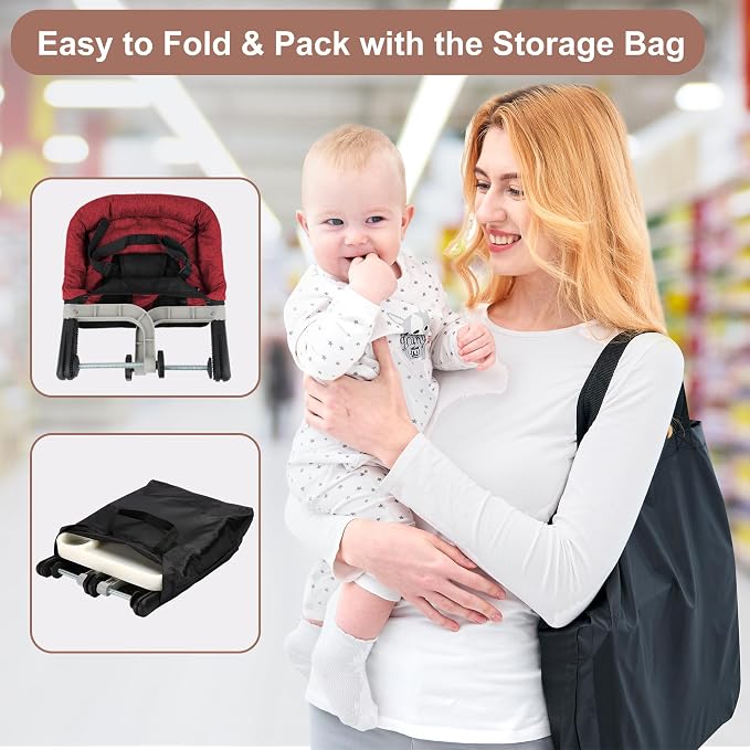 Hook-On High Chair with Removable Dining Tray, Folding Portable Clip-On Table - Image 4
