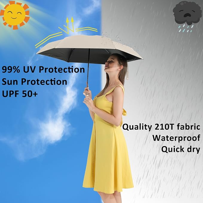 BAODINI Small UV Protection Travel Umbrella Compact - Image 2