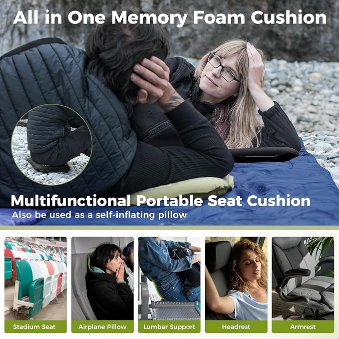ATEPA Inflatable Stadium Seat Cushion, Self-Inflating Memory Foam Stadium Seats - Image 4