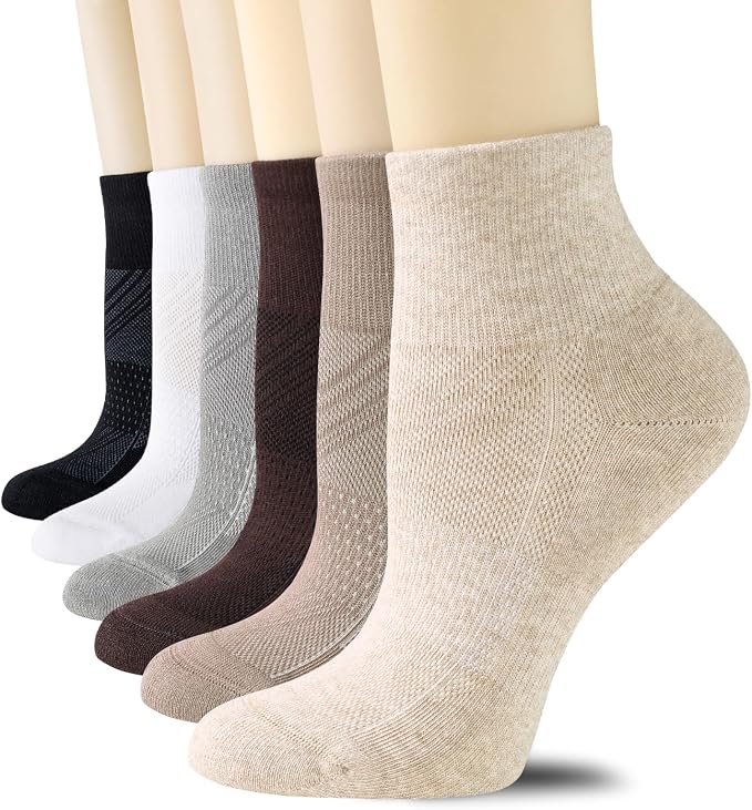 CS CELERSPORT 6 Pairs Women's Running Ankle Socks Athletic Sport Socks Cushioned by CSCELERSPORT