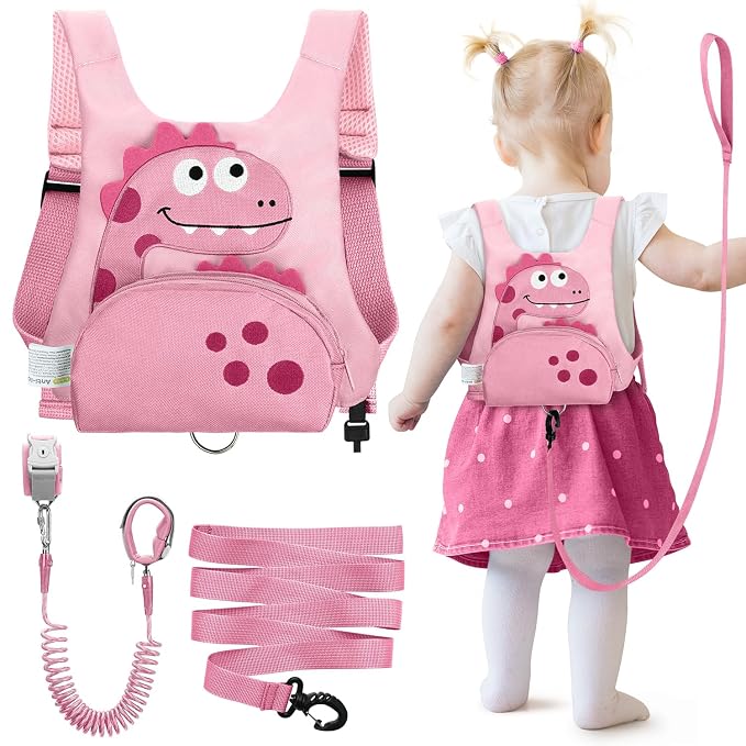 Dr.meter 3 in 1 Toddler Harness Leash + 8.2ft Anti Lost Wrist Link, Cute by Drmeter
