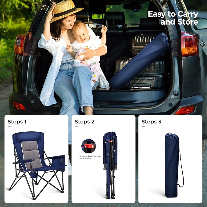 ALPHA CAMP Heavy Duty High Back Camping Chairs - Image 9