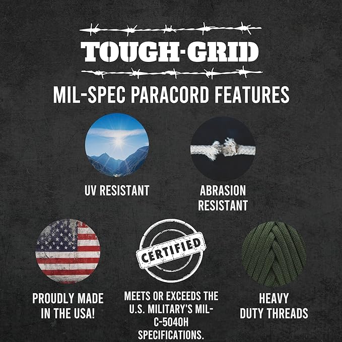 TOUGH-GRID 550 Paracord Rope Nylon Parachute Cord, Made in USA Survival Kit - Image 6