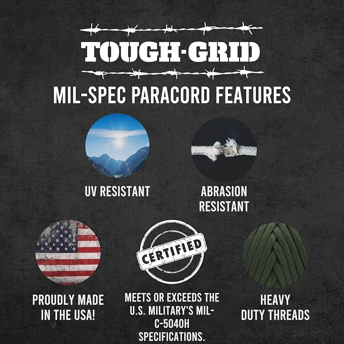 TOUGH-GRID 550 Paracord Rope Nylon Parachute Cord, Made in USA Survival Kit - Image 6
