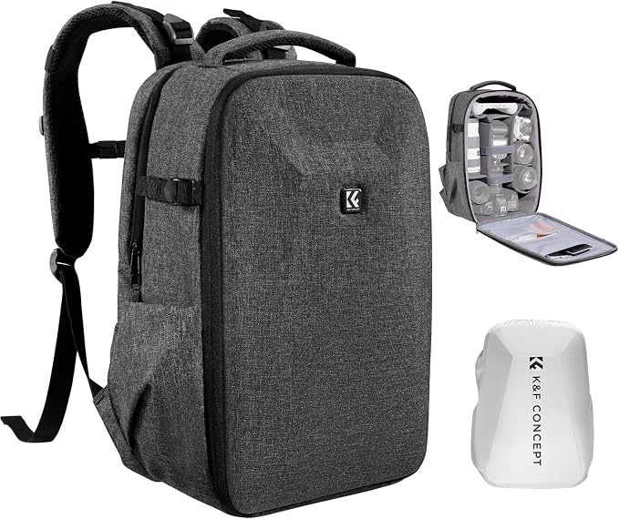 K&F Concept Camera Backpack, Hardshell Photography DSLR Camera Bag by KFCONCEPT