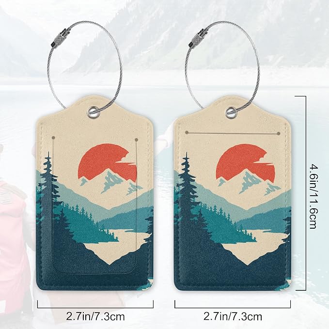Luggage Tag for Suitcase, Mountain Sun Forest Design - Image 2