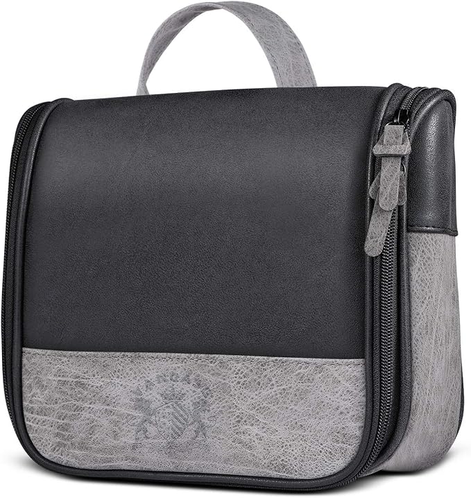 Hanging Toiletry Bag for Men VANCASE Vintage Leather Shaving Dopp Kit Medium by VACNASE