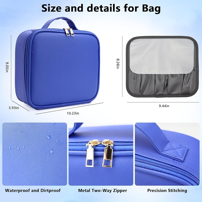 Travel Makeup Bag with LED Mirror Travel Makeup Organizer with 3 Lighted - Image 5