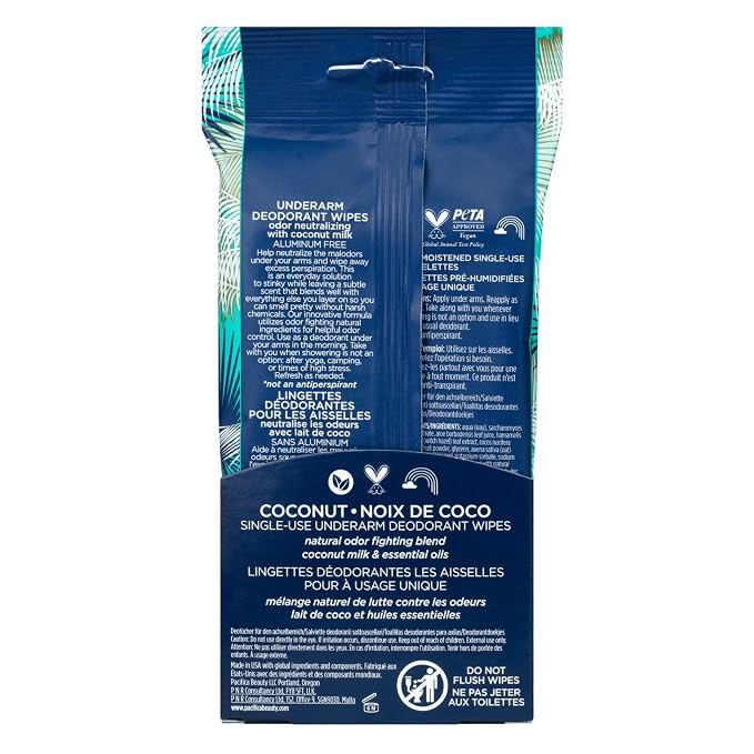 Pacifica Beauty Coconut Milk & Essential Oils Underarm Deodorant Wipes - Image 11