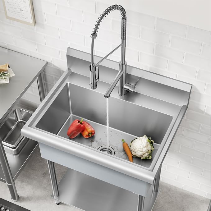 KRAUS Standart Pro 32 Inch 18-Gauge Stainless Steel Scullery Sink, 24 Gallon - Image 3