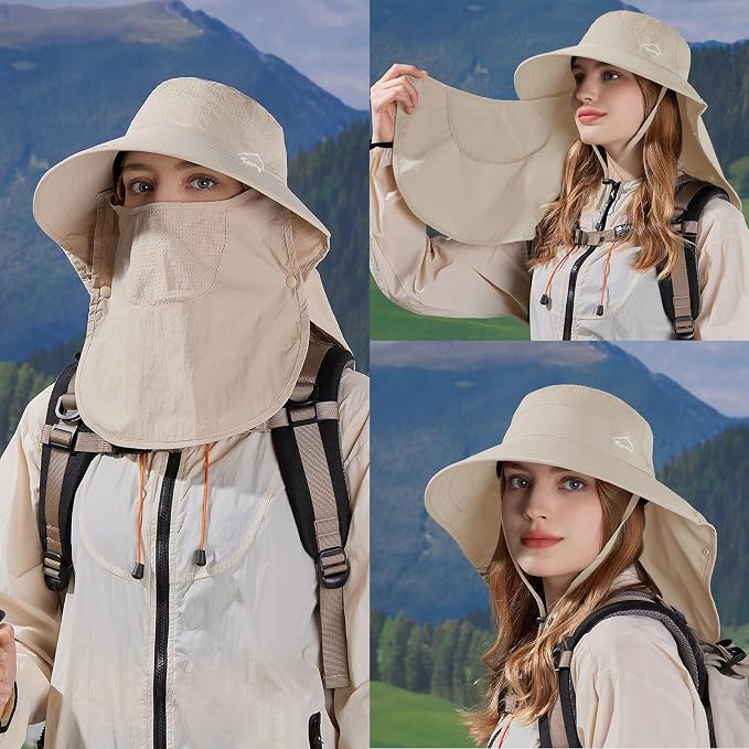 Sun Hat for Men Women with Neck Flap, UPF 50+ UV Protective Hiking Fishing Hats - Image 3