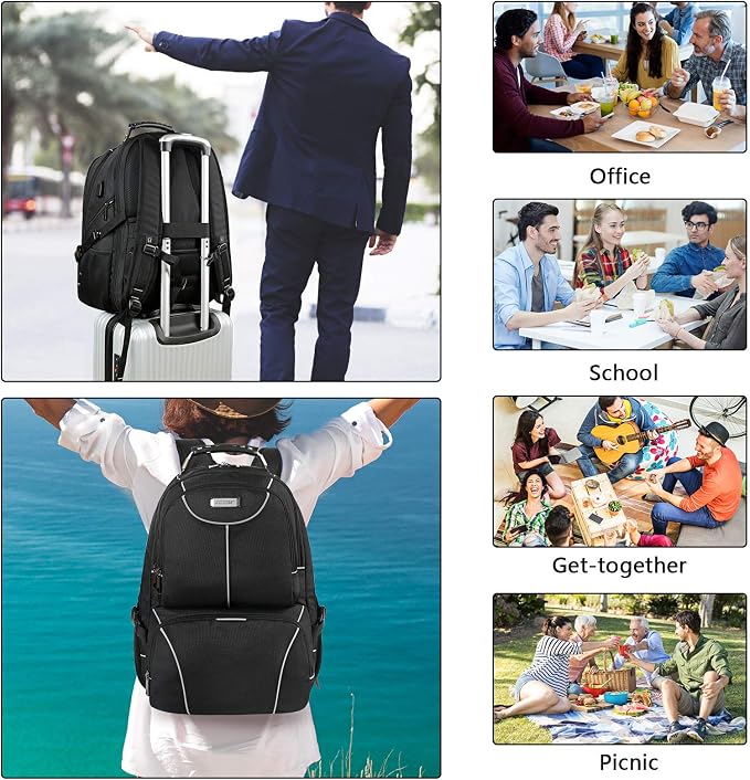 VECKUSON Lunch Bag Backpack, Insulated Cooler Lunch Box Backpack, Extra Large - Image 4