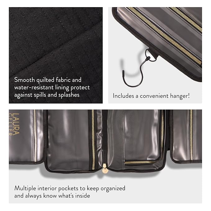 LAURA GELLER NEW YORK Quilted Folding Travel Makeup Bag - Image 3