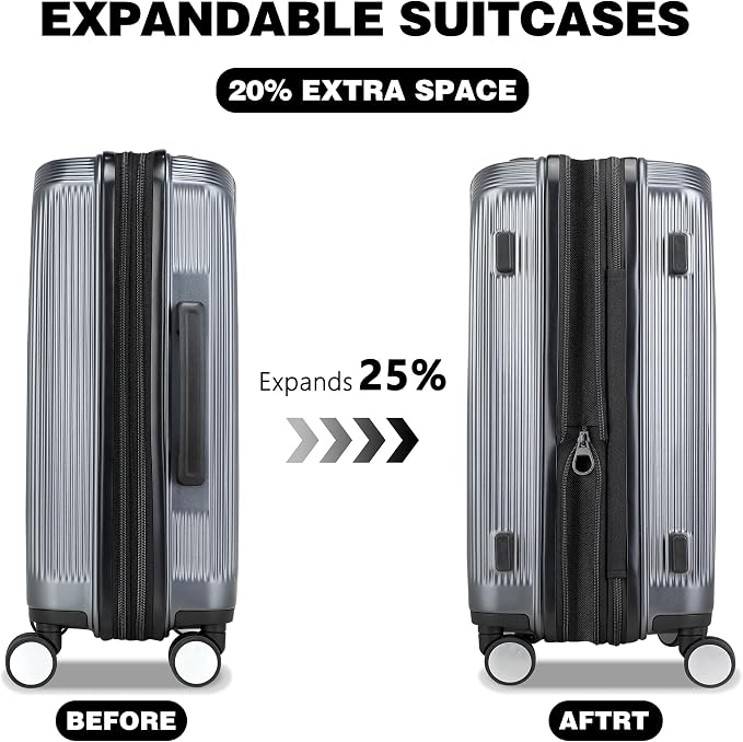 28 Inch Luggage with Spinner Wheels, Lightweight Expandable PC Hardside Large - Image 3