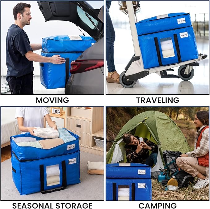 TAILI 2 Tier Extra Large Moving Bags, 4 Pack Blue Heavy Duty Totes - Image 9