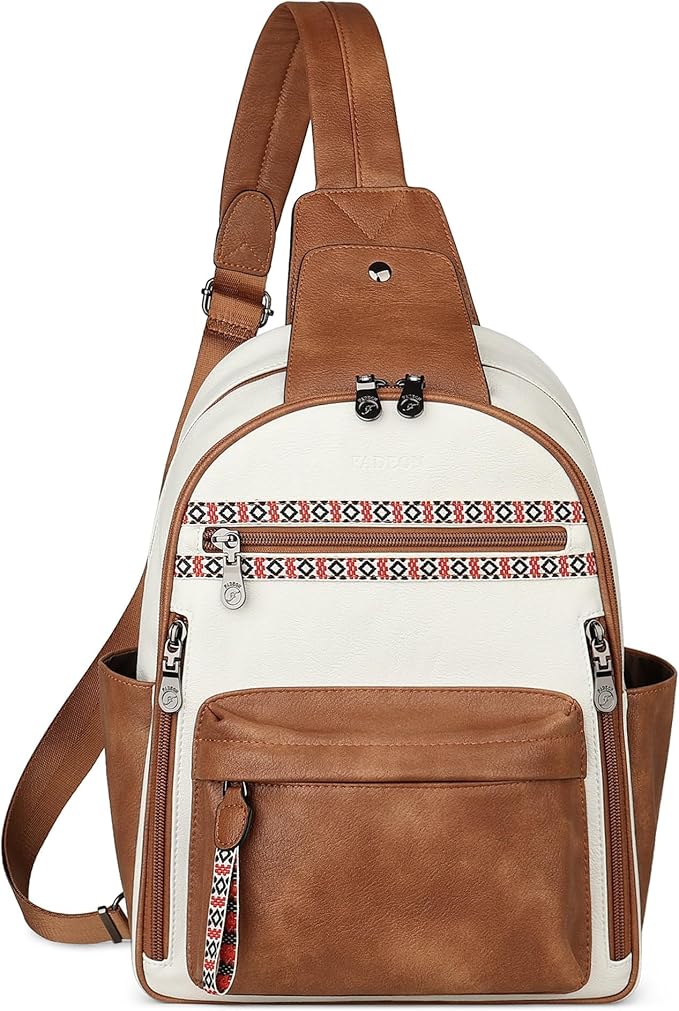 FADEON Large Sling Bag for Women, Leather Crossbody Purse Designer Anti Theft by FADEON