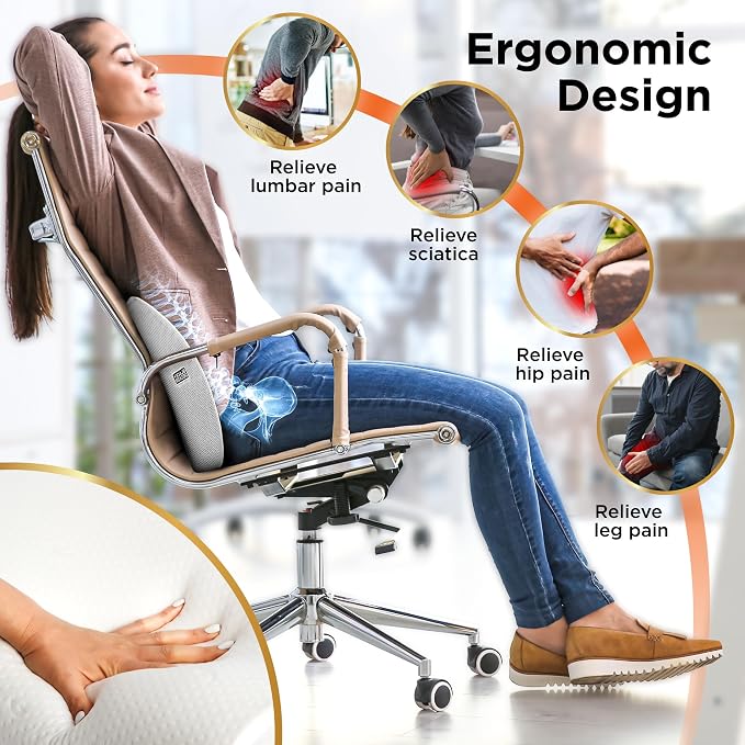 BLACK+DECKER Cooling Gel Lumbar Memory Foam Cushion – Ergonomic Back Support - Image 5