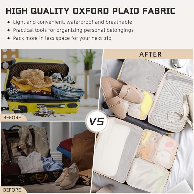 Reginary 6 Set Travel Packing Cubes Luggage Organizer Set Lightweight Suitcase - Image 5