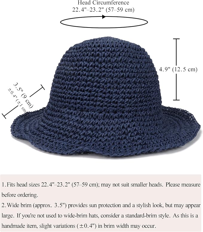 Womens Wide Brim Straw Sun Hat Foldable Floppy Crochet Beach Hat - Image 7