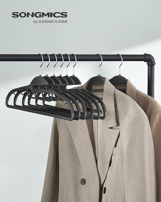 SONGMICS 50 Pack Coat Hangers, Heavy-Duty Plastic Suit Hangers, S-Shaped Opening - Image 2